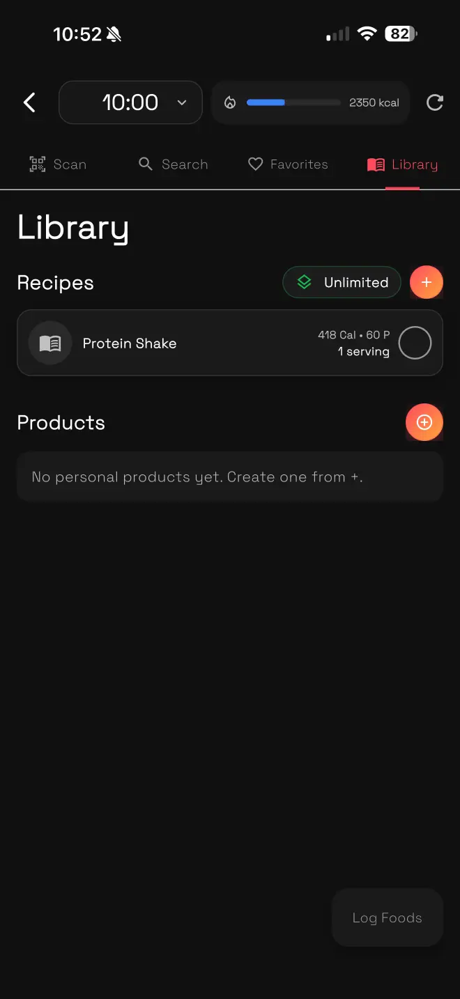 Detailed logged food entry